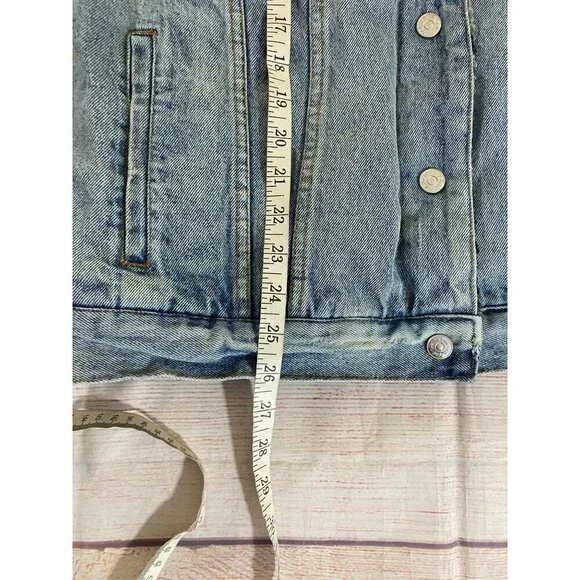 We The Free By Free People Women's Wild Ones Sherpa Trucker Denim Jacket - Small - Picture 6 of 11